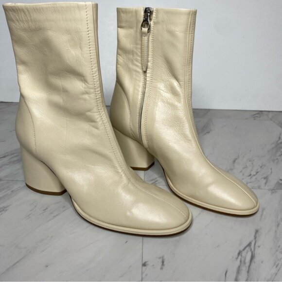 Aeyde Creamy Leather Heeled Bootie 37 / 7 - Picture 10 of 14